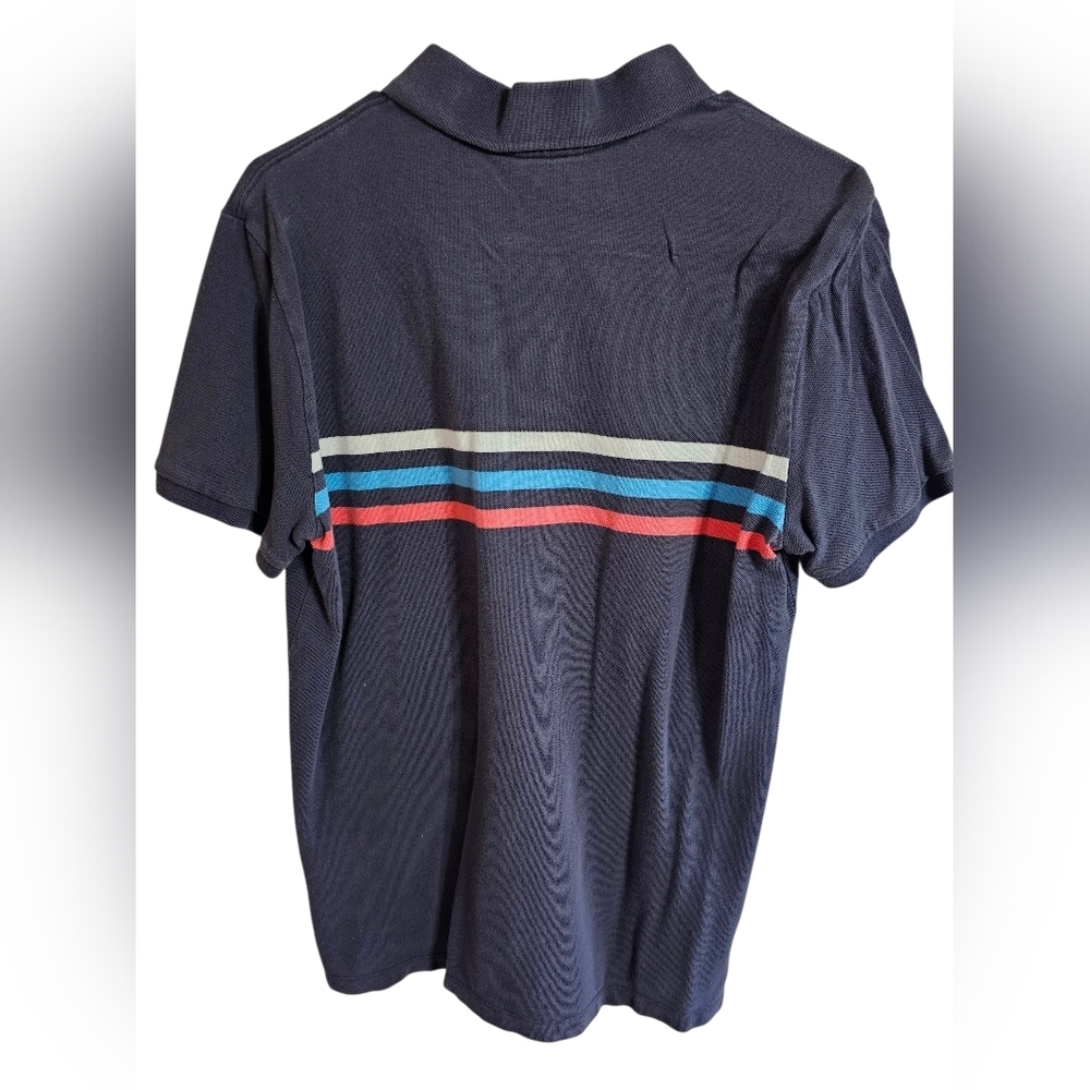 GAP Men’s Large Navy Stripe Polo Shirt 100% Cotton Retro Short Sleeve Vintage - Picture 3 of 7